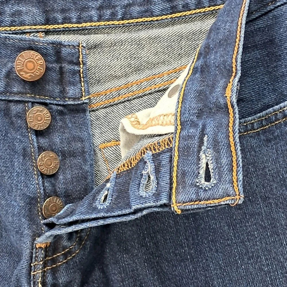 Hollister Mens Dark Wash Button Fly 100% Cotton Jeans W30 L30 Blue